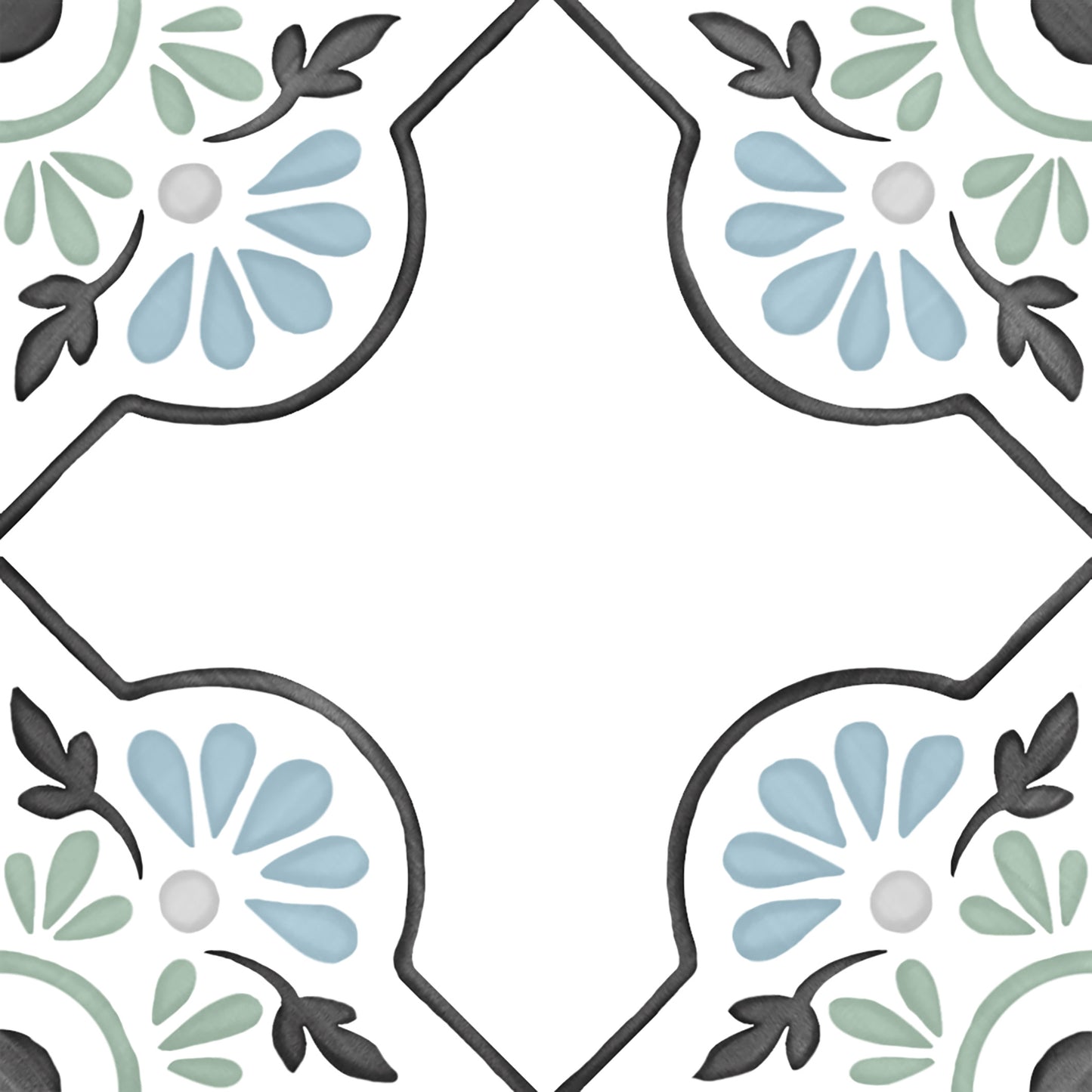 5x5 Fez Blue Petals | Moroccan Pattern Tiles