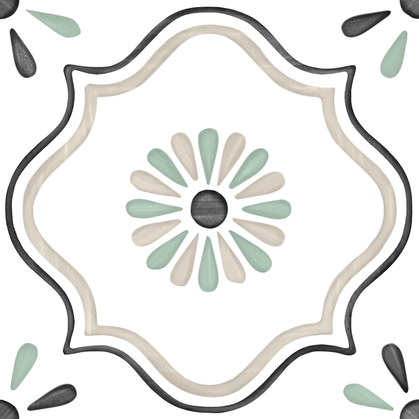 5x5 Fez Sand Flower | Moroccan Pattern Tiles