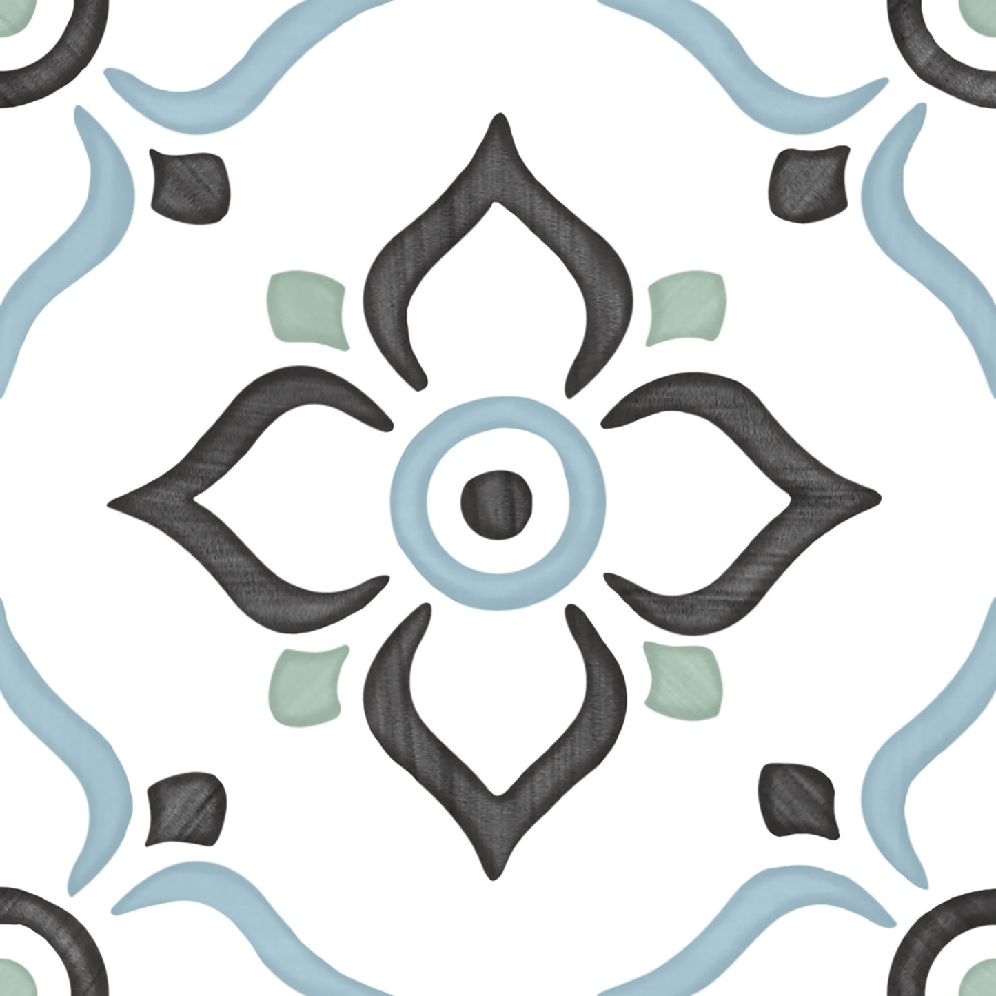 5x5 Fez Blue Garden | Moroccan Pattern Tiles