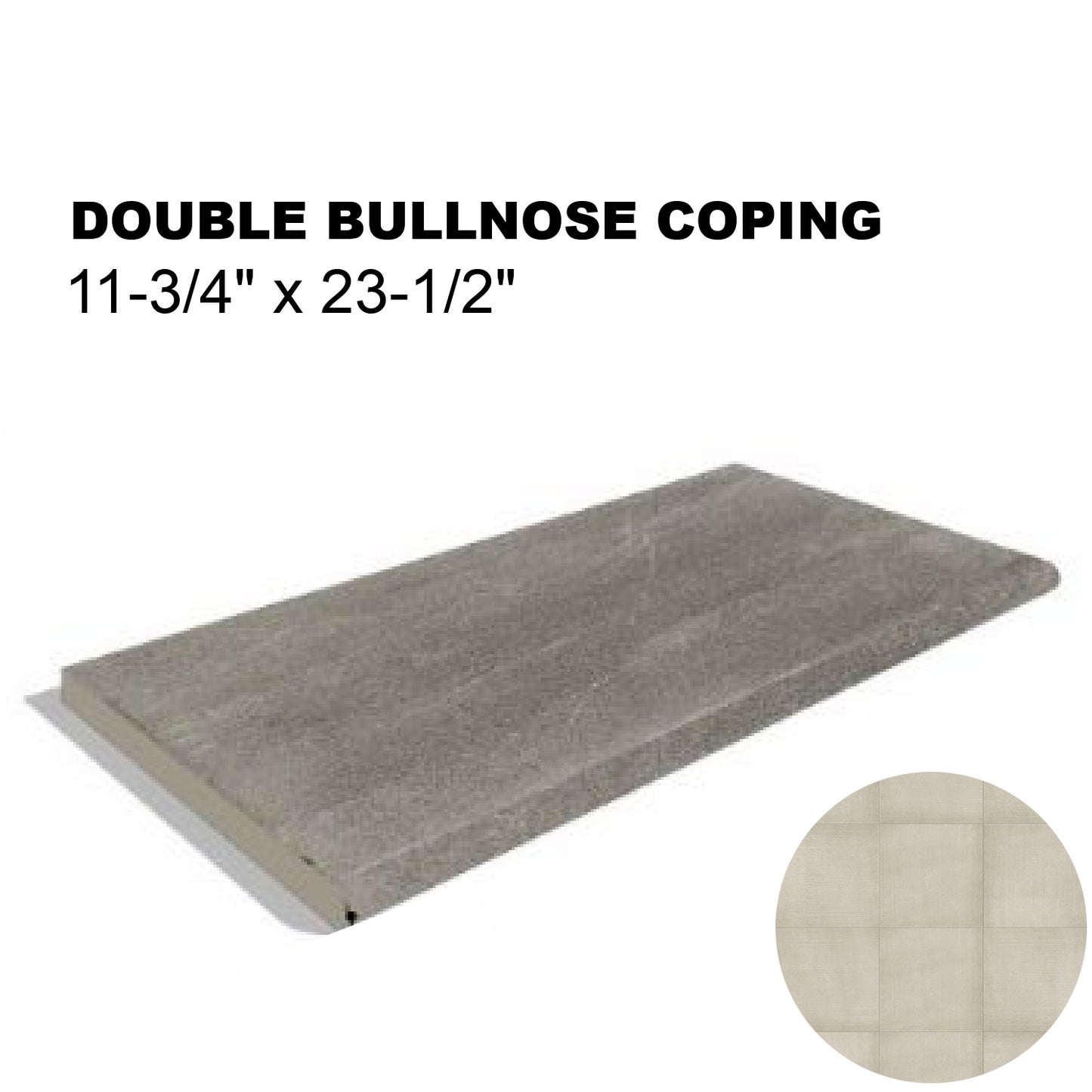 12x24 Cenere Porcelain Pavers Double Bullnose