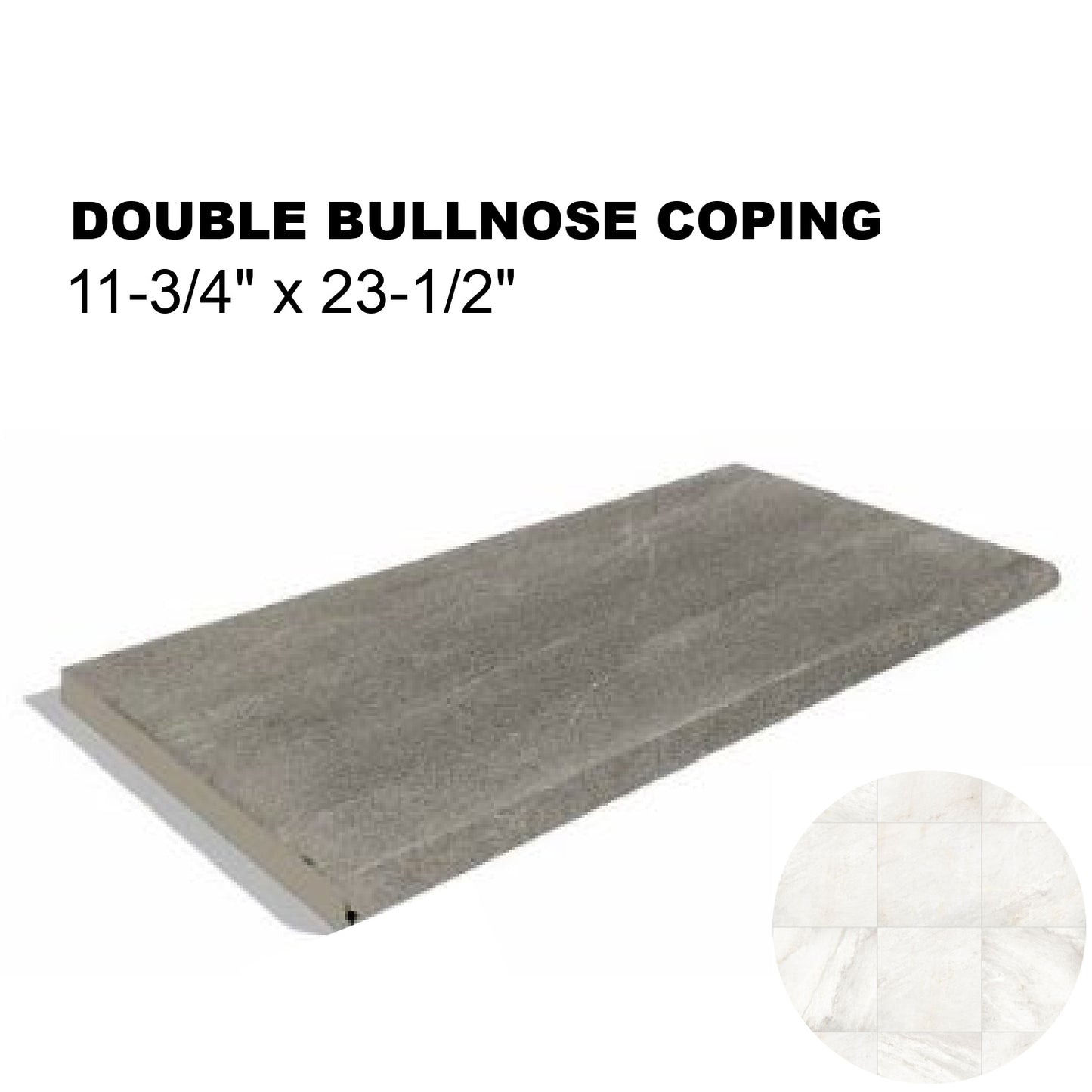 12x24 Crystal White Porcelain Double Bullnose Tile