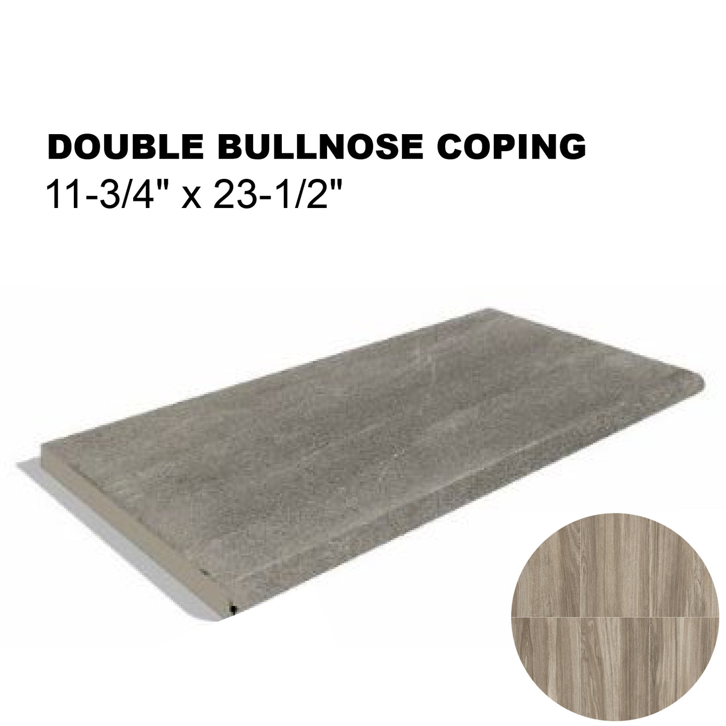 12x24 Pinewood Porcelain Pavers Double Bullnose