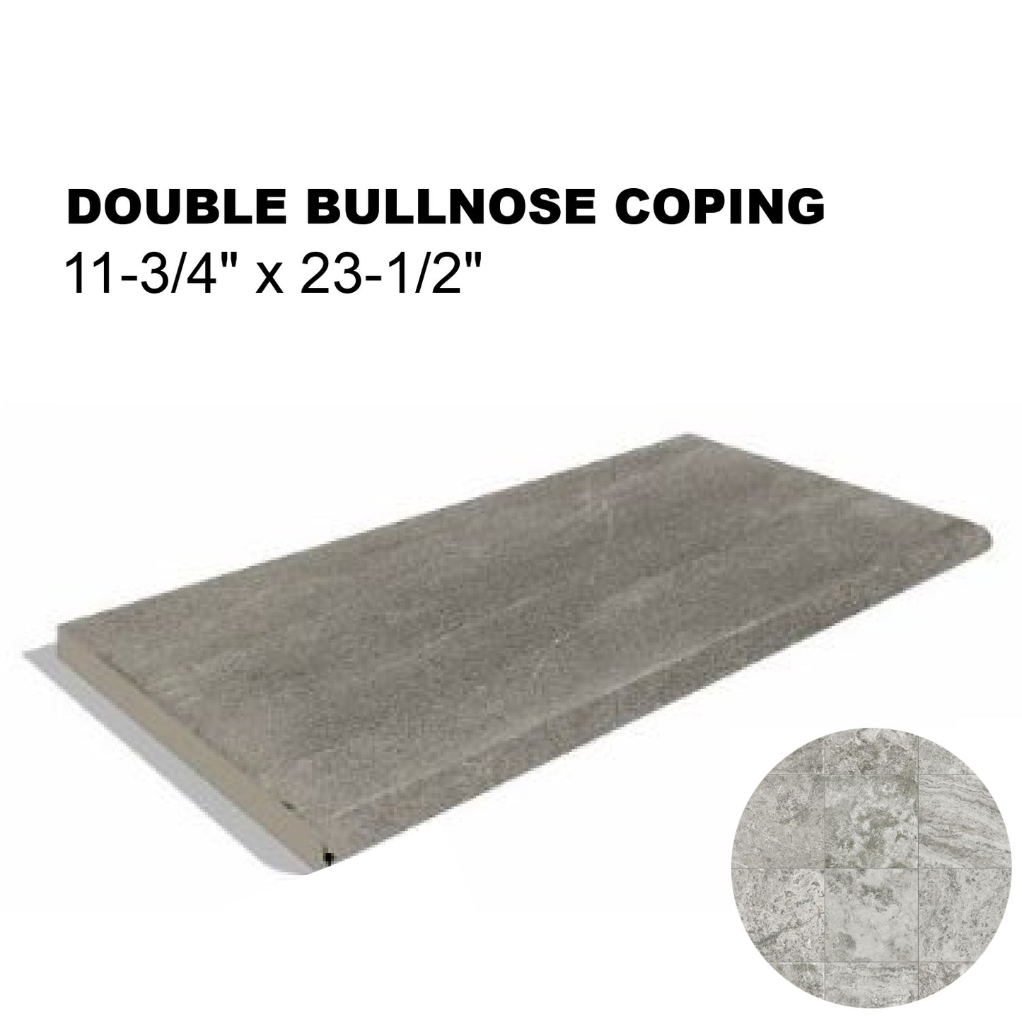 12x24 Andes Silver Porcelain Pavers Double Bullnose