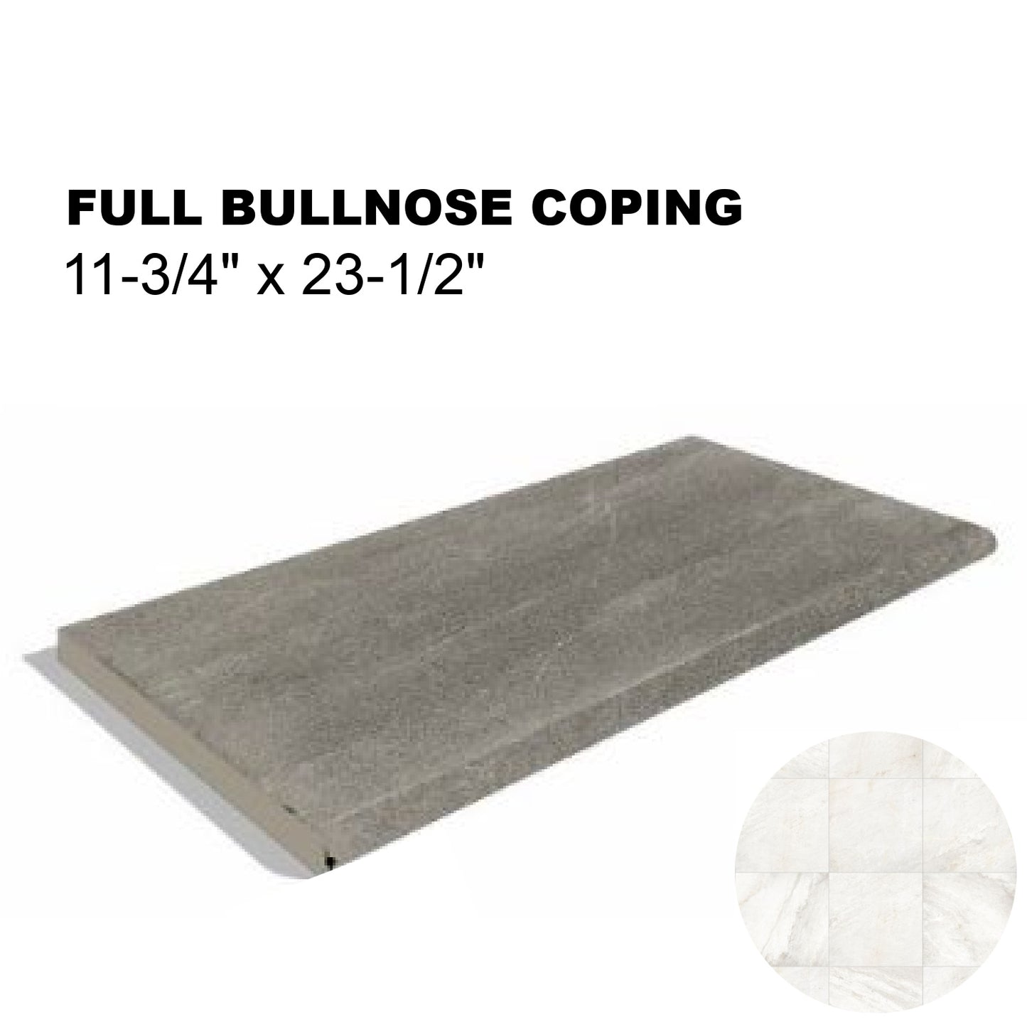 12x24 Crystal White Porcelain Single Bullnose Tile