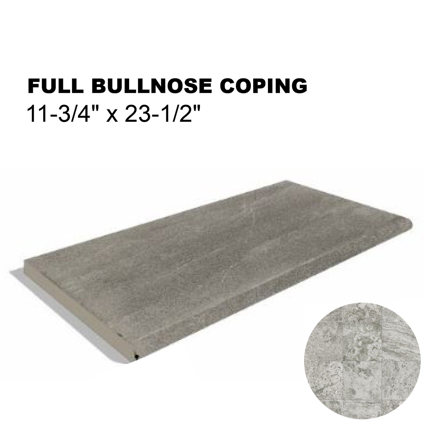 12x24 Andes Silver Porcelain Single Bullnose Tile