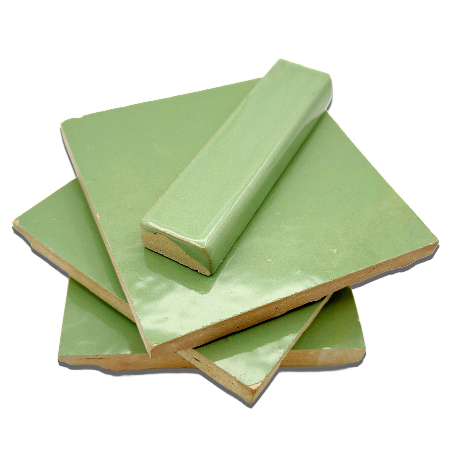 1x4 Zellige Tile Bullnose | Ouazzane Green