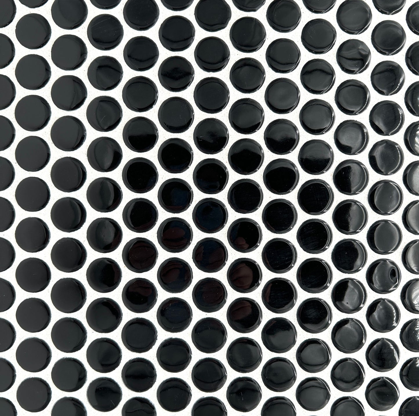 Vintage Mosaic Tile | 3/4" Penny Round Black Glossy