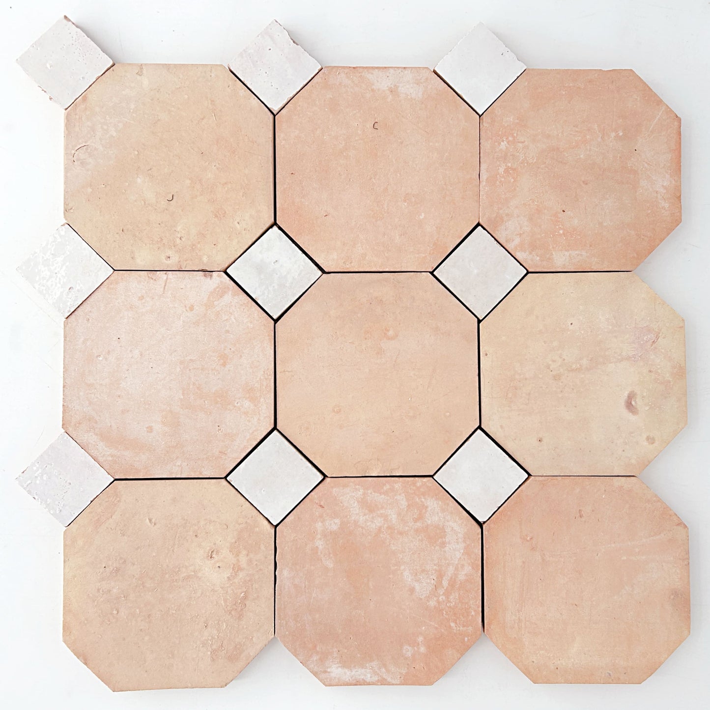 4" Octagon and Dot Zellige Tile | Sahara Sand + Casablanca Tusk