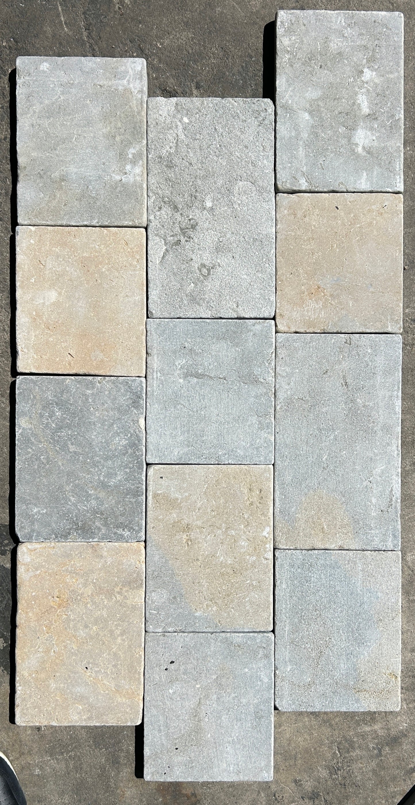 6x Random Length Gray Zahra Cobblestone | Limestone Tiles