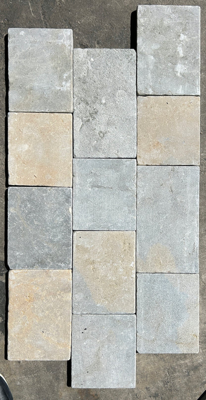 6x Random Length Gray Zahra Cobblestone | Limestone Tiles