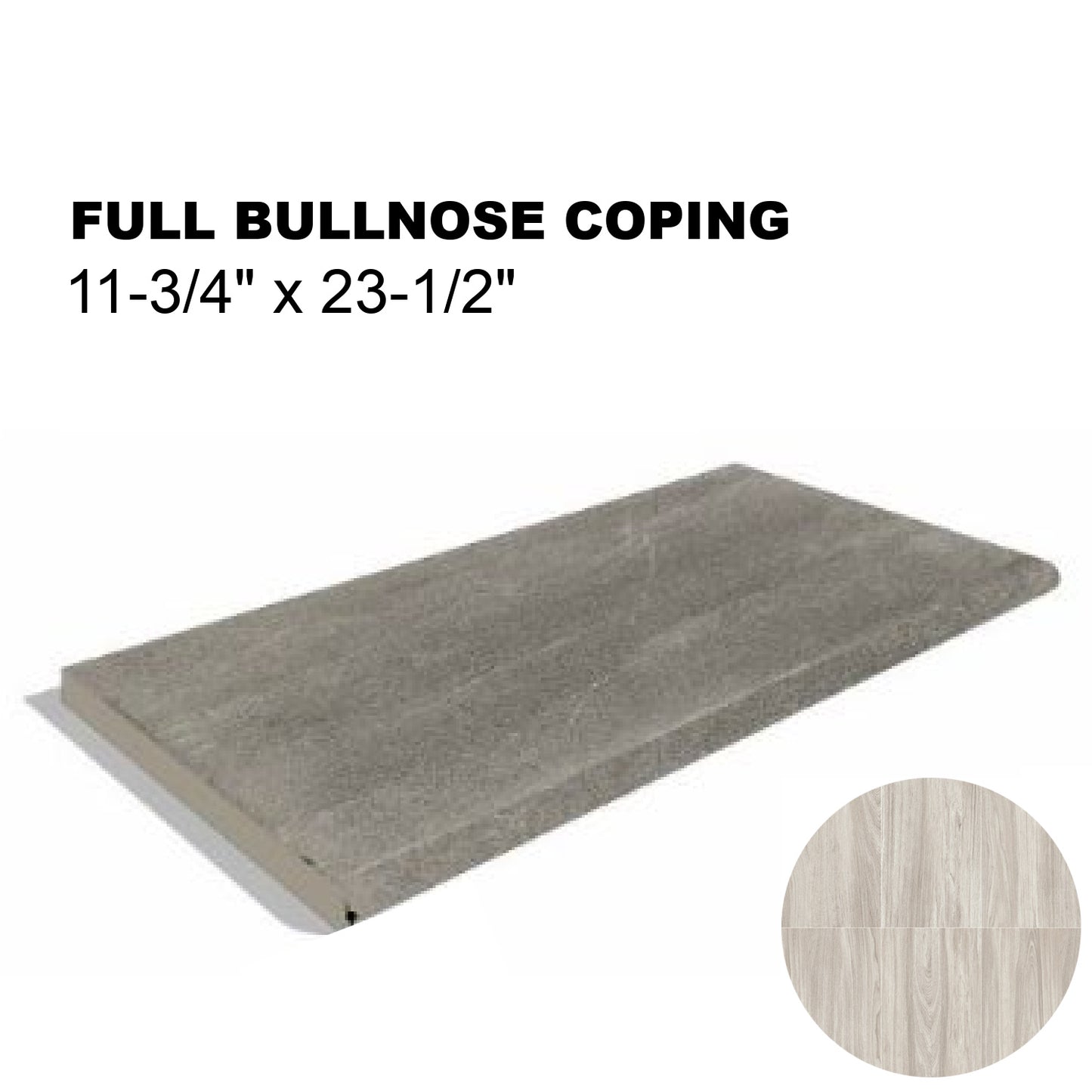 12x24 Driftwood Porcelain Pavers Single Bullnose