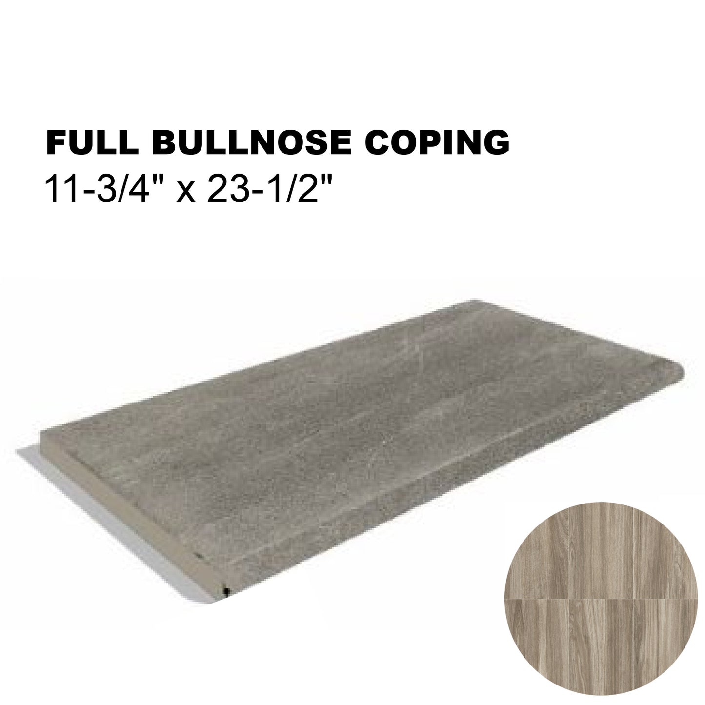12x24 Pinewood Porcelain Pavers Single Bullnose