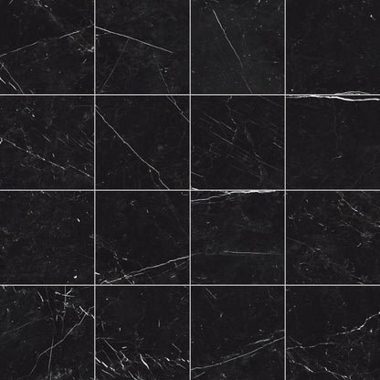 12x12 Opulence Porcelain Tile | Nero Marquina Matte