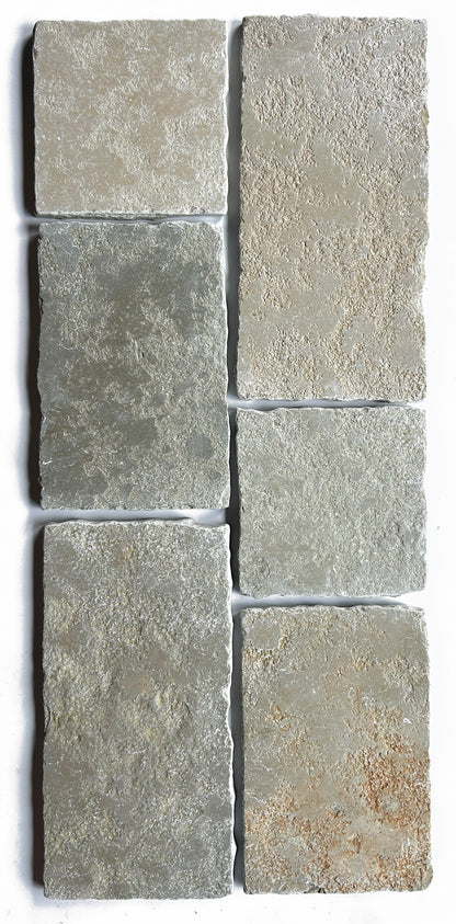 8x Mixed Lengths Volcanic Yellow Cobblestone | Limestone Tiles